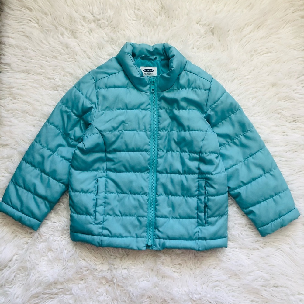 Old Navy Teal Blue Frost Free Puffer Jacket Size 5T - Picture 1 of 8